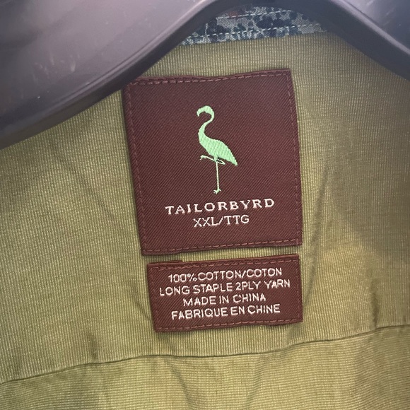 Tailorbyrd Men's Green button down collared Flip-cuff Shirt XXL - Picture 6 of 9